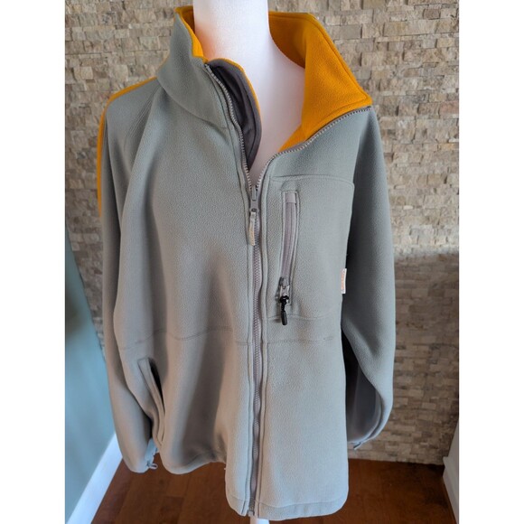 Columbia Gorpcore Fleece Zip Up Jacket Orange Grey Skater Normcore 90s XL - Picture 3 of 16